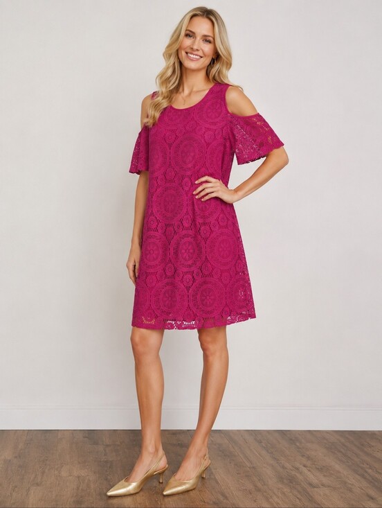 Dresses & Skirts - Crochet Dress in Fuchsia Size 14